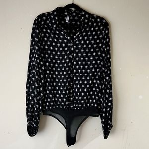 INTIMATELY by Free People, Button Up Bodysuit Blouse, Size M